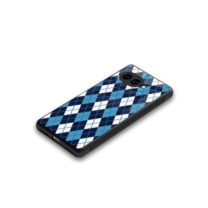 Argyle Blue stylish phone case for google pixel 10a | glossy glass and slim fit