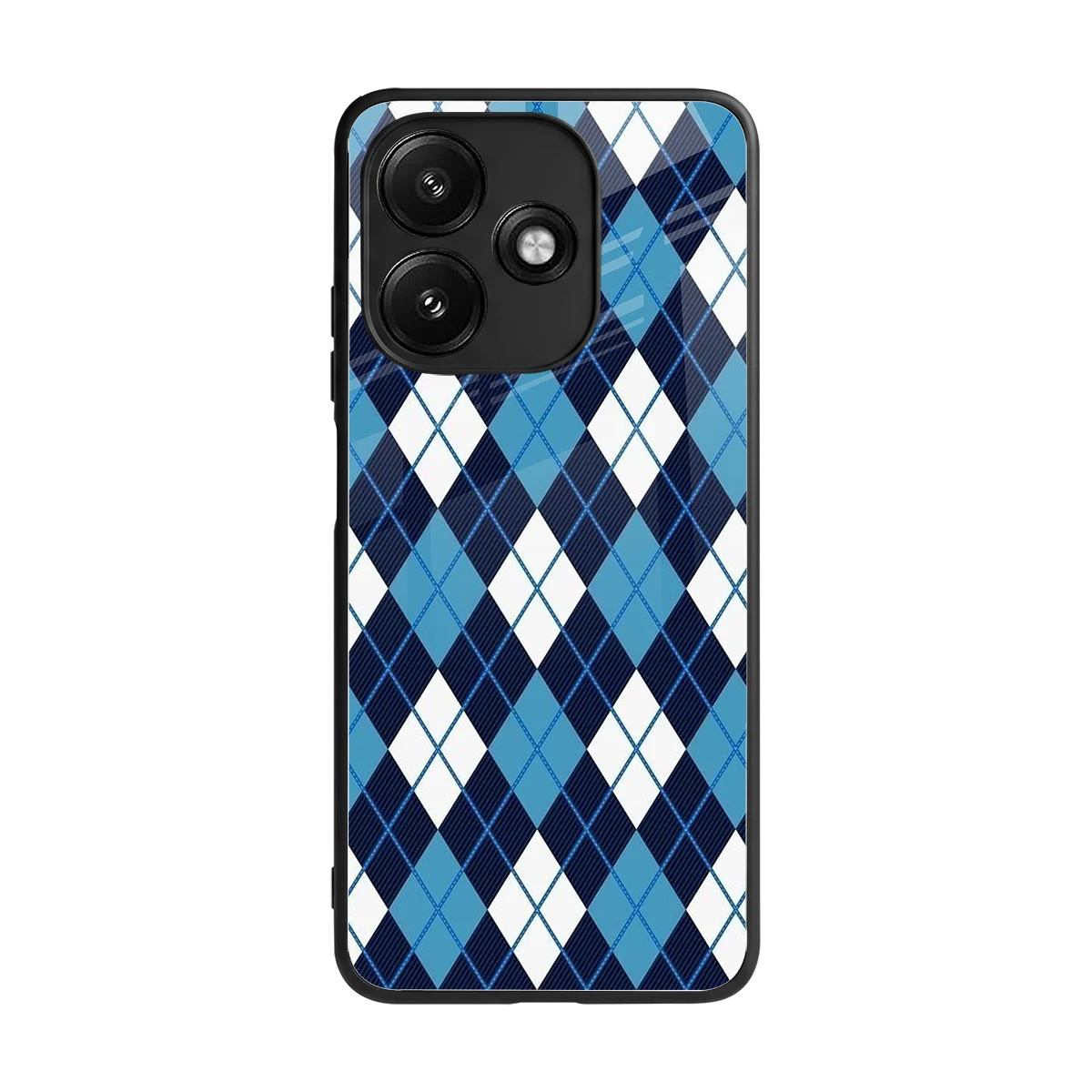 Argyle Blue back phone cover | glass case for redmi 12 5g