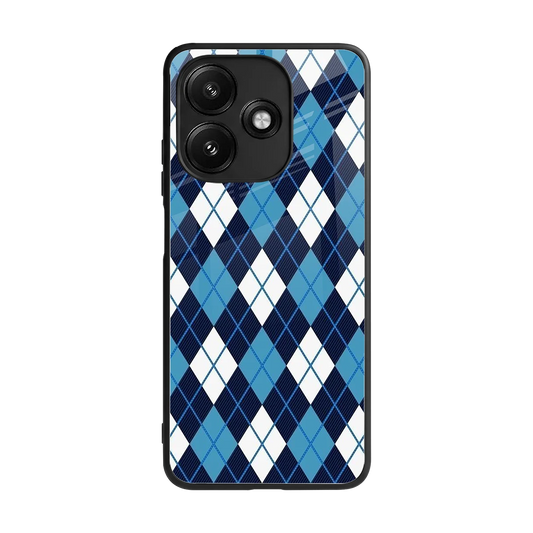 Argyle Blue back phone cover | glass case for redmi 12 5g