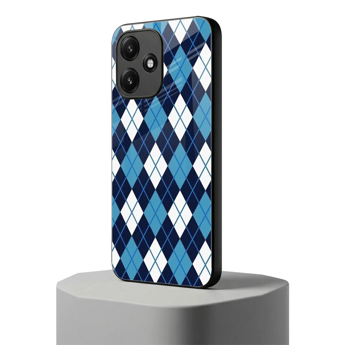 Argyle Blue redmi 12 5g mobile cover | shockproof glass phone case