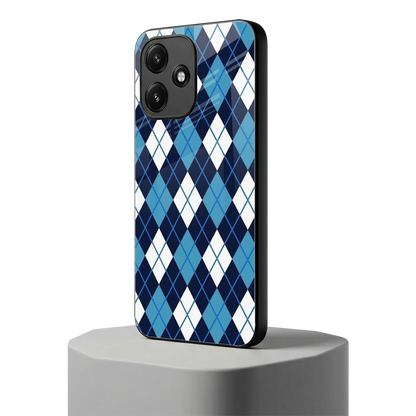 Argyle Blue redmi 12 5g mobile cover | shockproof glass phone case