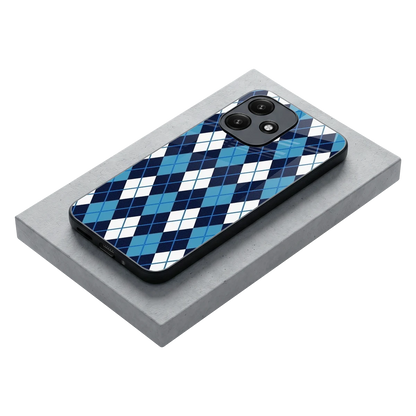 Argyle Blue stylish phone case for redmi 12 5g | glossy glass and slim fit