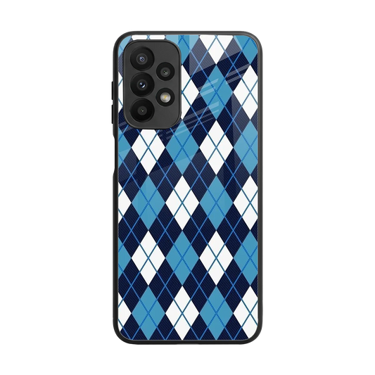 Argyle Blue back phone cover | glass case for samsung galaxy a23
