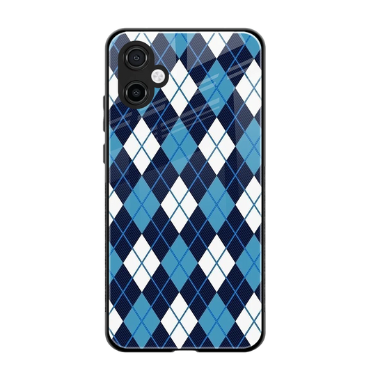 Argyle Blue back phone cover | glass case for samsung galaxy a06 5g