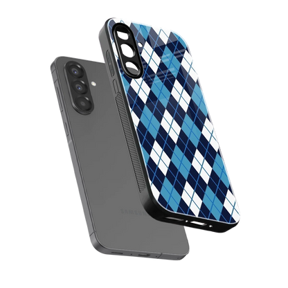 Argyle Blue sleek samsung galaxy a17 5g cover with tempered glass back and TPU edges