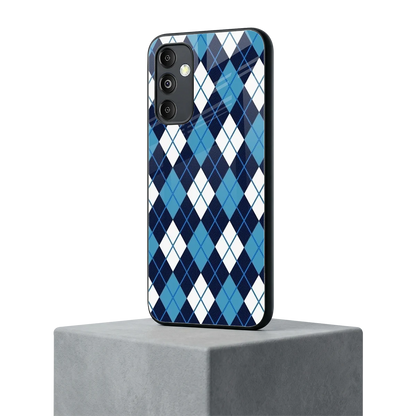 Argyle Blue samsung galaxy m14 5g mobile cover | shockproof glass phone case