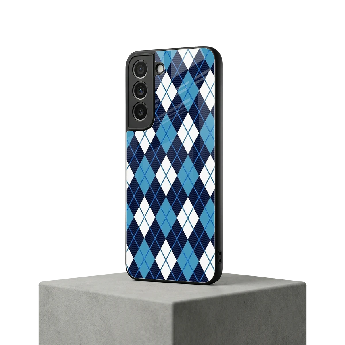 Argyle Blue samsung galaxy s22 mobile cover | shockproof glass phone case