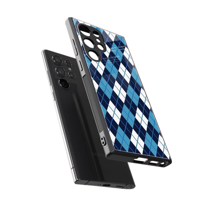 Argyle Blue sleek samsung galaxy s23 ultra cover with tempered glass back and TPU edges