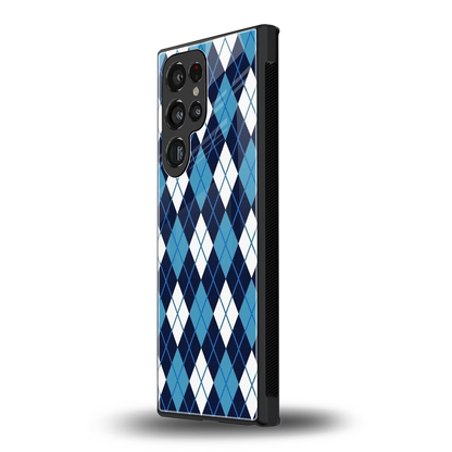 Argyle Blue samsung galaxy s23 ultra mobile cover | shockproof glass phone case