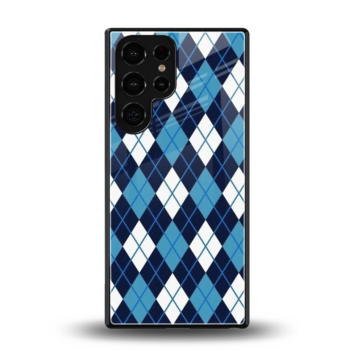 Argyle Blue back phone cover | glass case for samsung galaxy s25 ultra