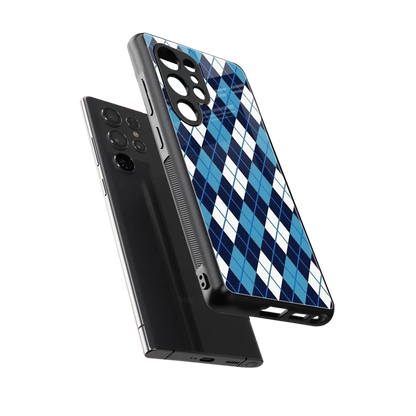 Argyle Blue sleek samsung galaxy s25 ultra cover with tempered glass back and TPU edges