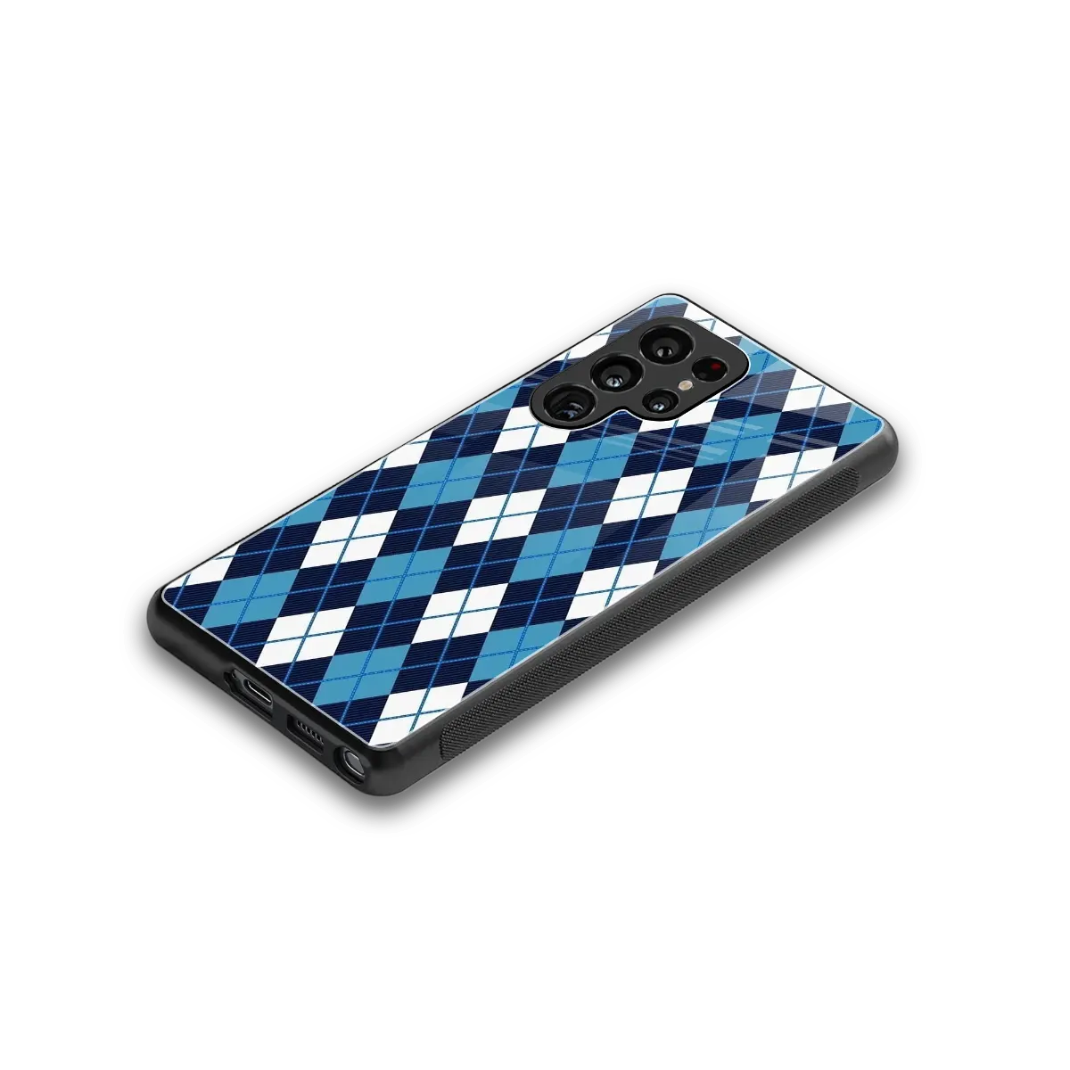 Argyle Blue stylish phone case for samsung galaxy s25 ultra | glossy glass and slim fit