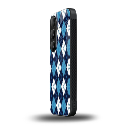Argyle Blue samsung galaxy s24 mobile cover | shockproof glass phone case