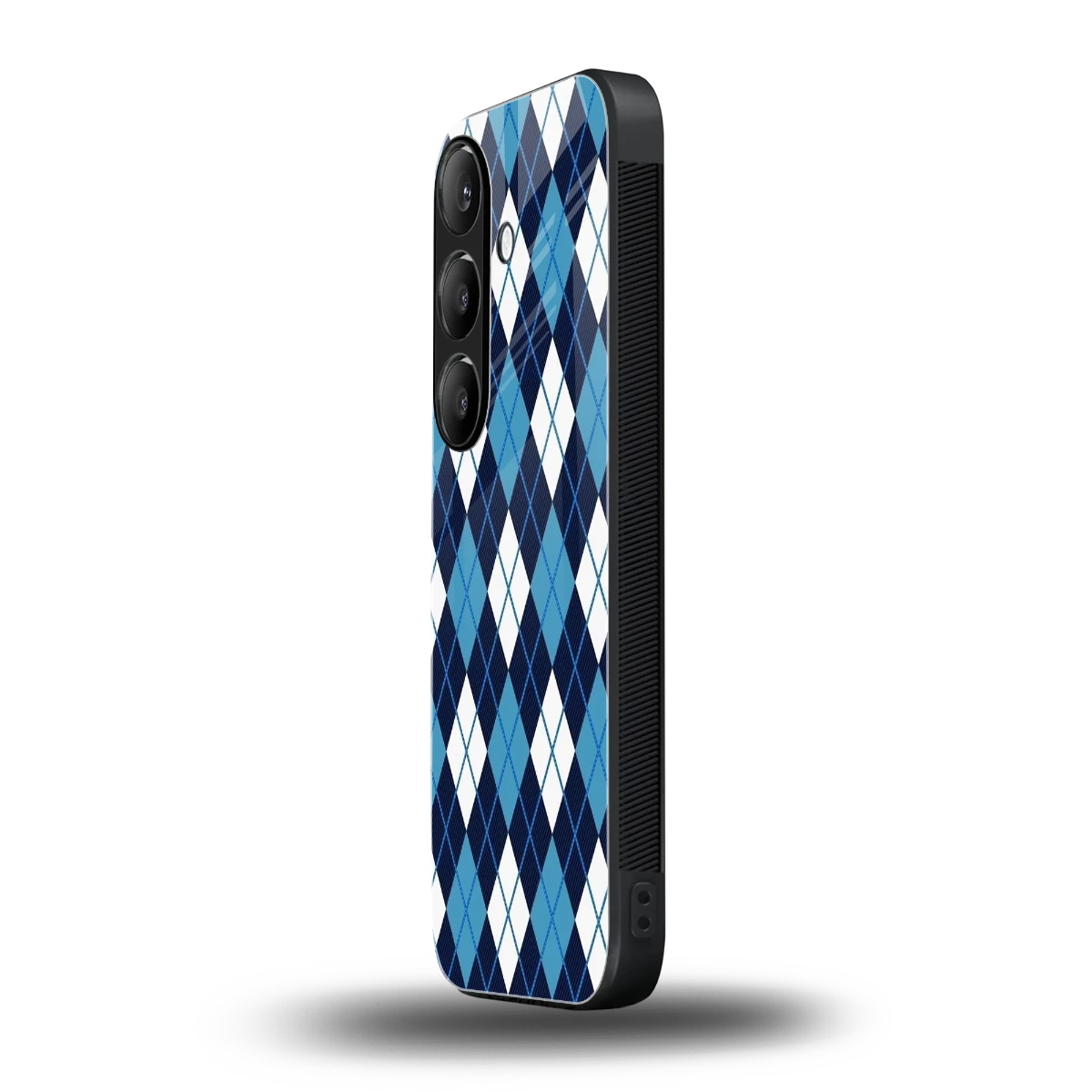 Argyle Blue samsung galaxy s24 plus mobile cover | shockproof glass phone case