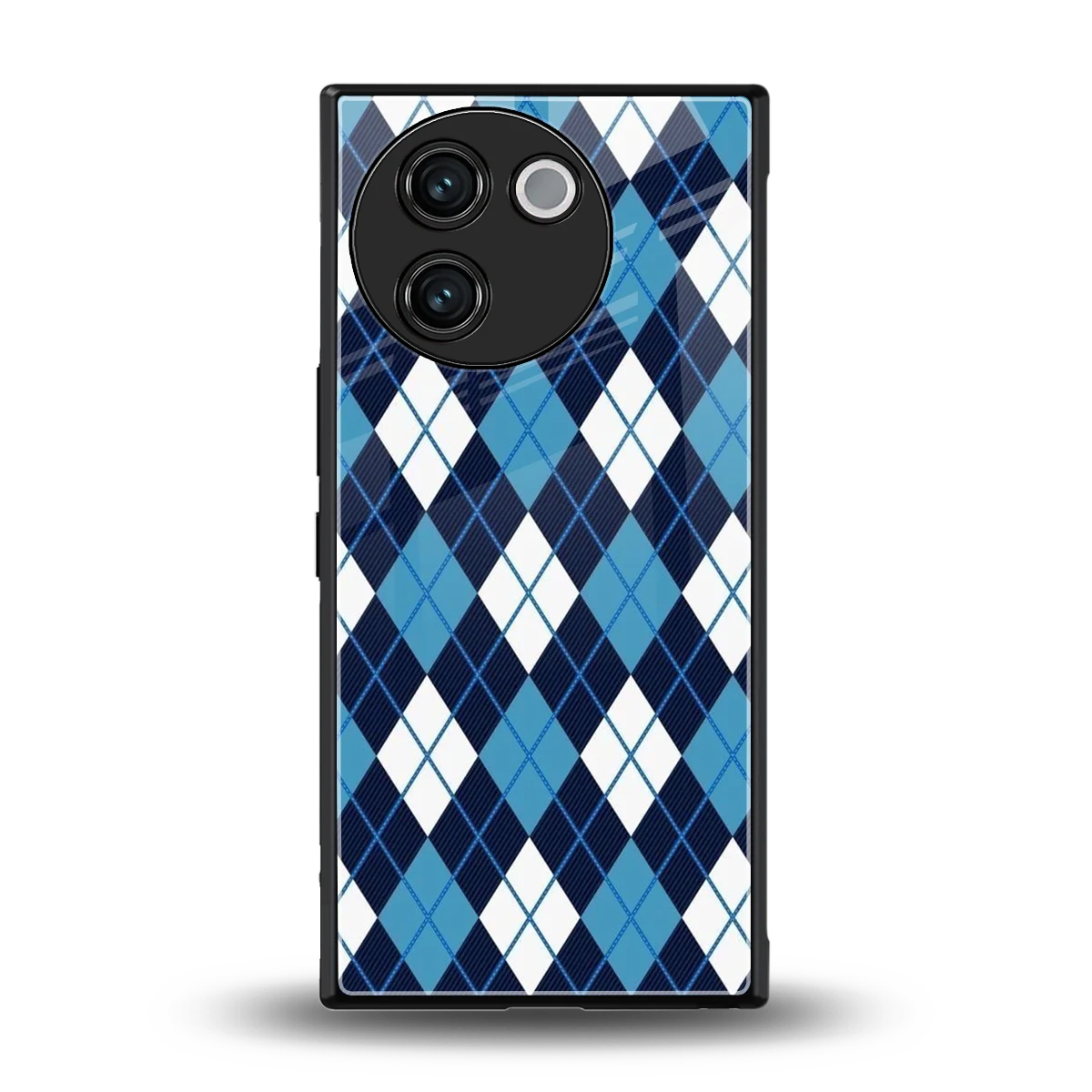 Argyle Blue back phone cover | glass case for vivo v30e