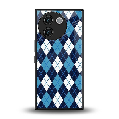 Argyle Blue back phone cover | glass case for vivo v30e