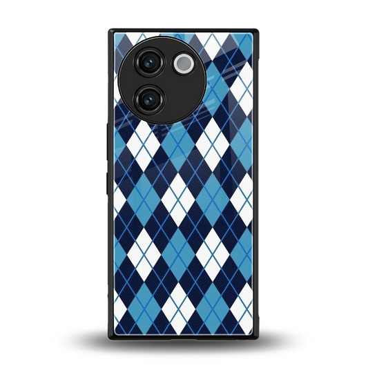 Argyle Blue back phone cover | glass case for vivo v30e