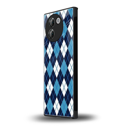 Argyle Blue vivo v30e mobile cover | shockproof glass phone case