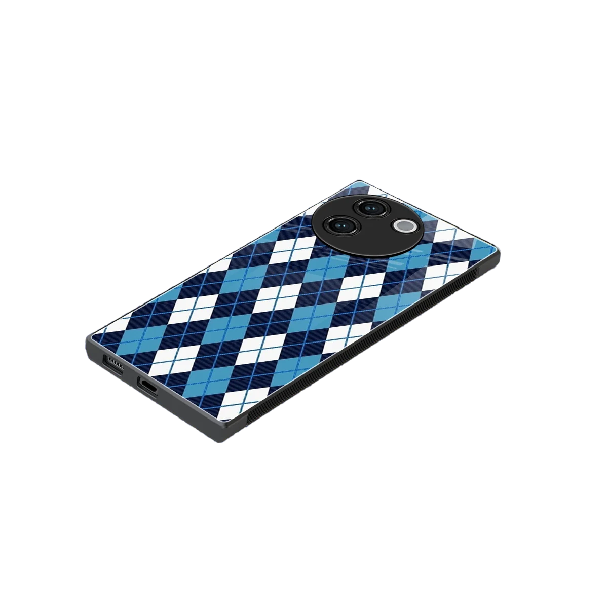 Argyle Blue stylish phone case for vivo v30e | glossy glass and slim fit