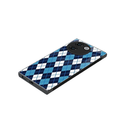 Argyle Blue stylish phone case for vivo v30e | glossy glass and slim fit