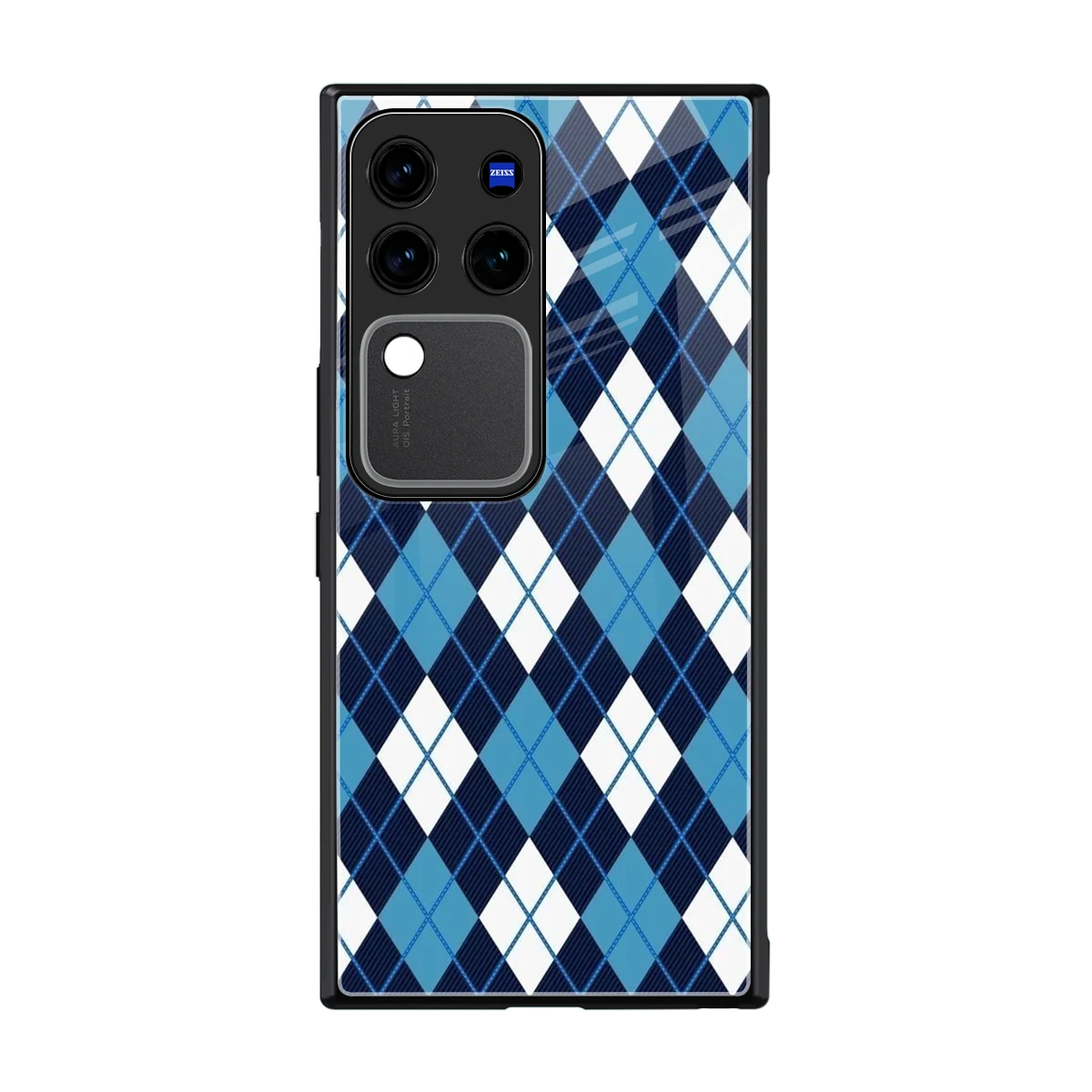 Argyle Blue back phone cover | glass case forvivo v30 pro