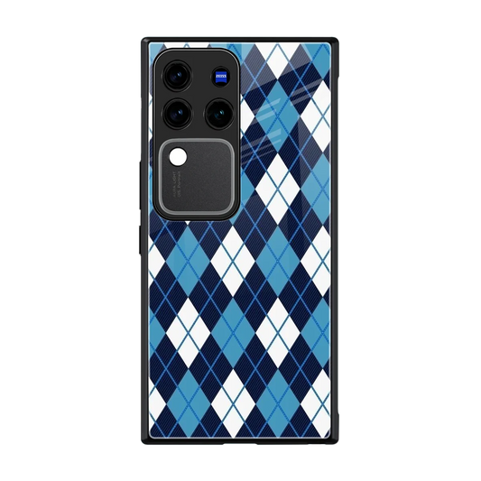 Argyle Blue back phone cover | glass case forvivo v30 pro