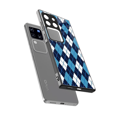 Argyle Blue sleekvivo v30 pro cover with tempered glass back and TPU edges