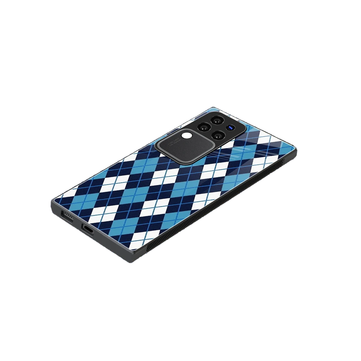 Argyle Blue stylish phone case forvivo v30 pro | glossy glass and slim fit