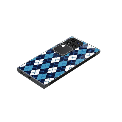 Argyle Blue stylish phone case forvivo v30 pro | glossy glass and slim fit