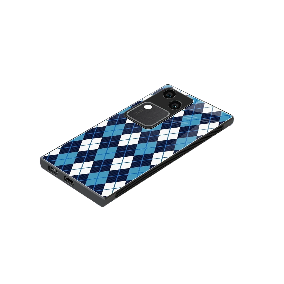 Argyle Blue stylish phone case for vivo v30 | glossy glass and slim fit