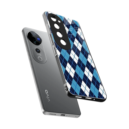 Argyle Blue sleek vivo v40 pro cover with tempered glass back and TPU edges