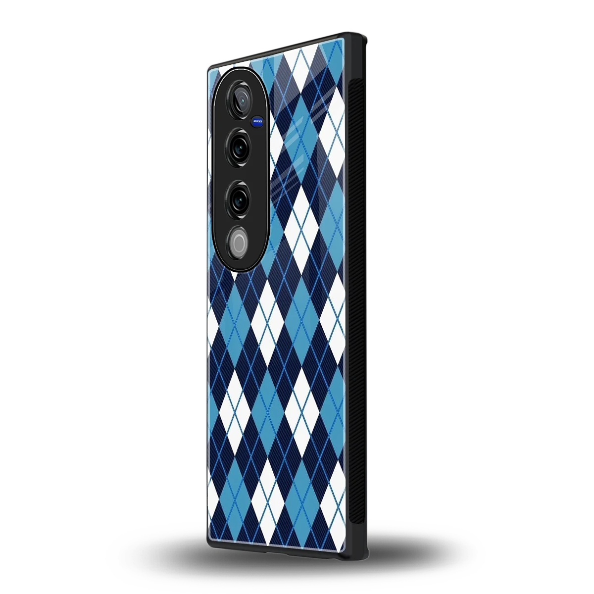 Argyle Blue vivo v40 pro mobile cover | shockproof glass phone case