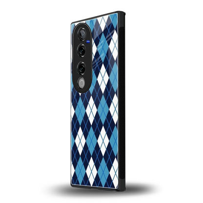 Argyle Blue vivo v40 pro mobile cover | shockproof glass phone case