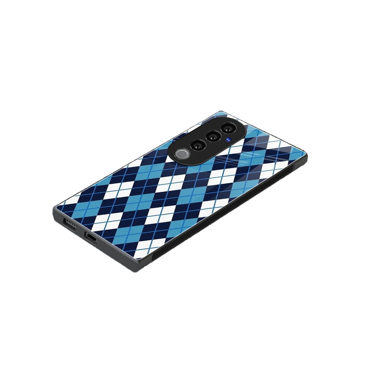 Argyle Blue stylish phone case for vivo v40 pro | glossy glass and slim fit