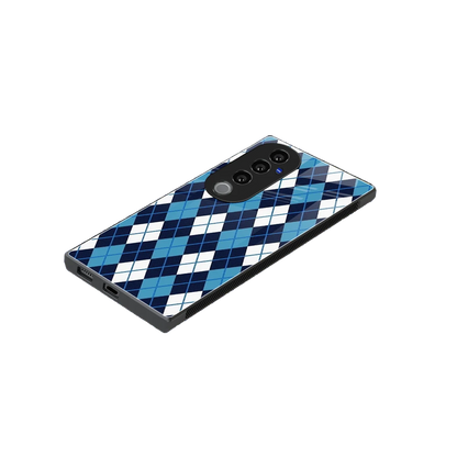 Argyle Blue stylish phone case for vivo v40 pro | glossy glass and slim fit