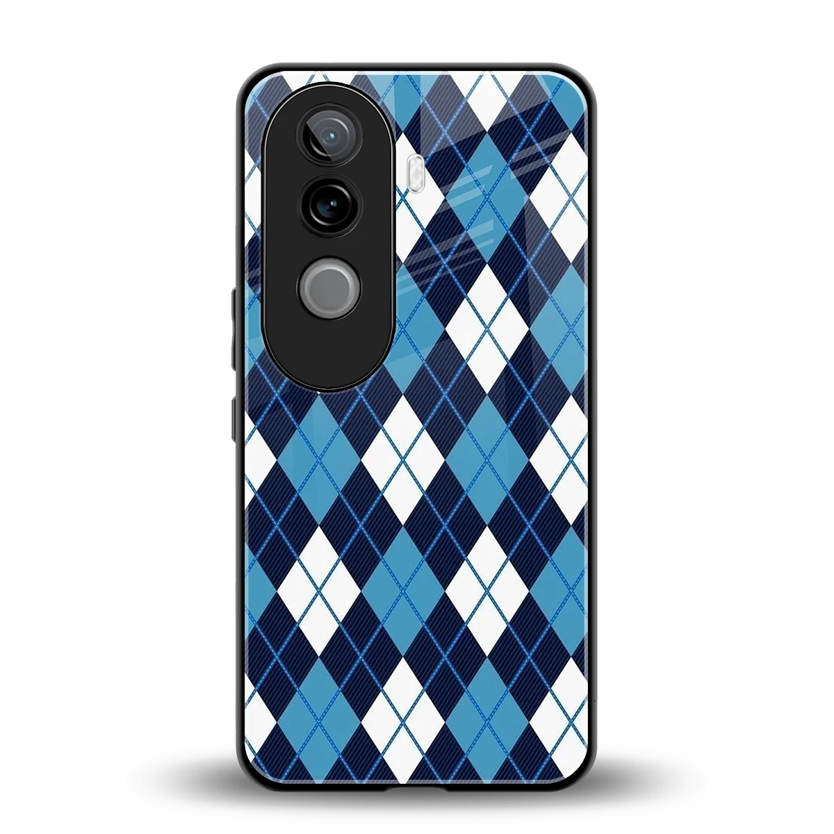 Argyle Blue back phone cover | glass case for vivo v40e