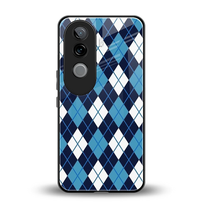 Argyle Blue back phone cover | glass case for vivo v40e