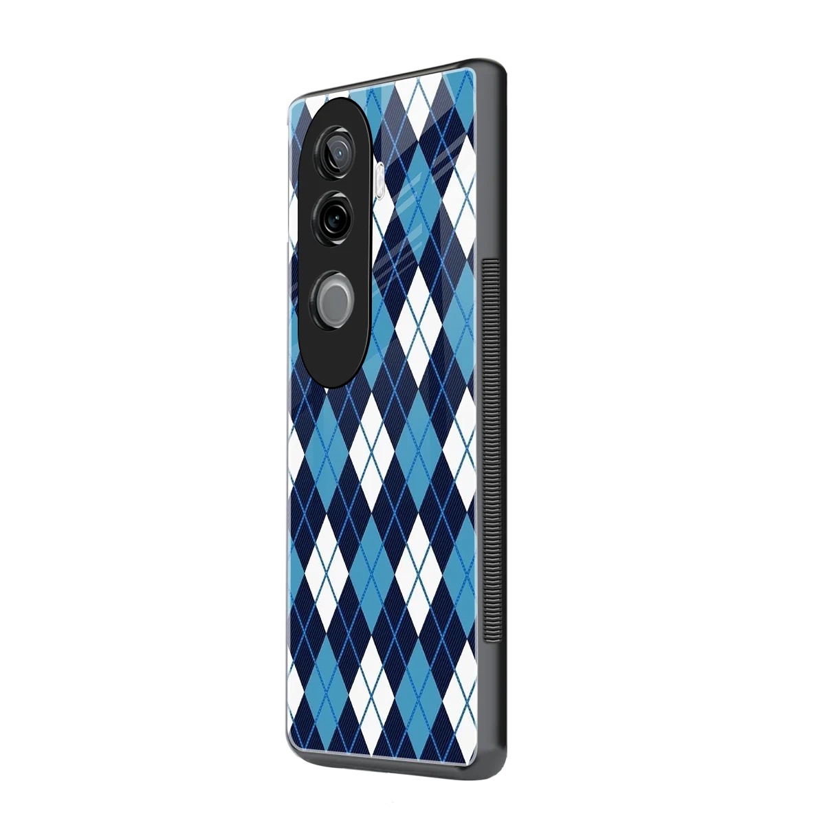 Argyle Blue vivo v40e mobile cover | shockproof glass phone case