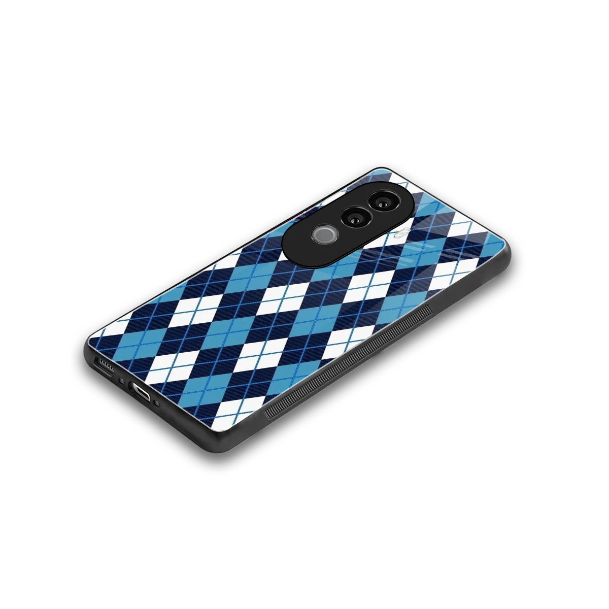 Argyle Blue stylish phone case for vivo v40e | glossy glass and slim fit