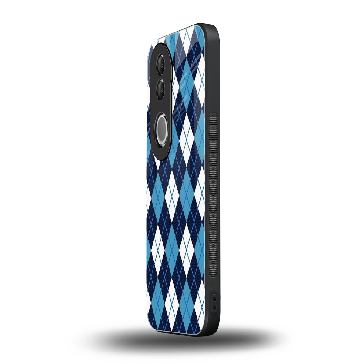 Argyle Blue vivo v50 mobile cover | shockproof glass phone case