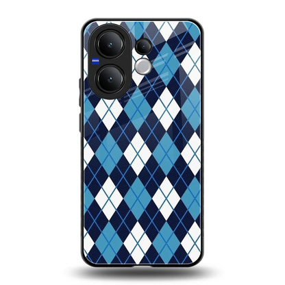 Argyle Blue back phone cover | glass case for vivo v60