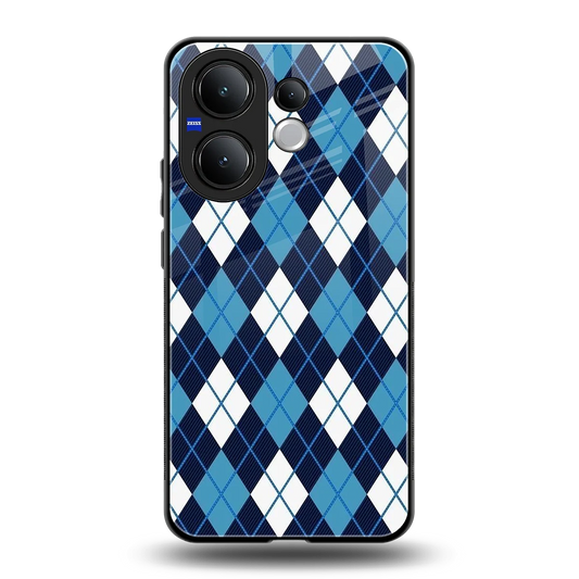 Argyle Blue back phone cover | glass case for vivo v60