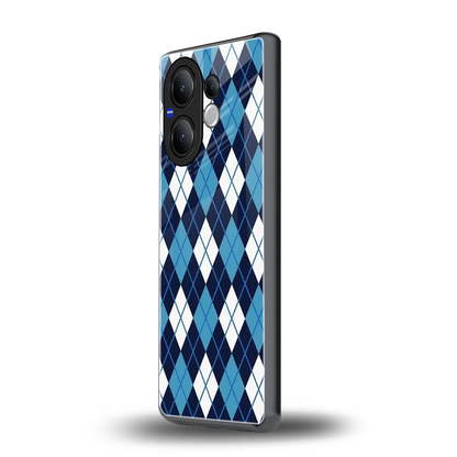Argyle Blue vivo v60 mobile cover | shockproof glass phone case