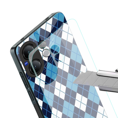 Argyle Blue stylish phone case for vivo v60 | glossy glass and slim fit