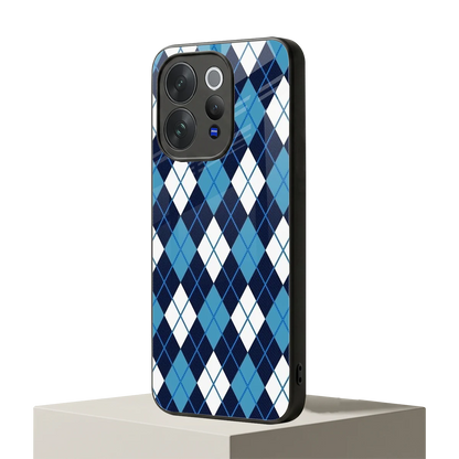 Argyle Blue vivo v70 mobile cover | shockproof glass phone case
