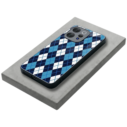 Argyle Blue stylish phone case for vivo v70 elite | glossy glass and slim fit