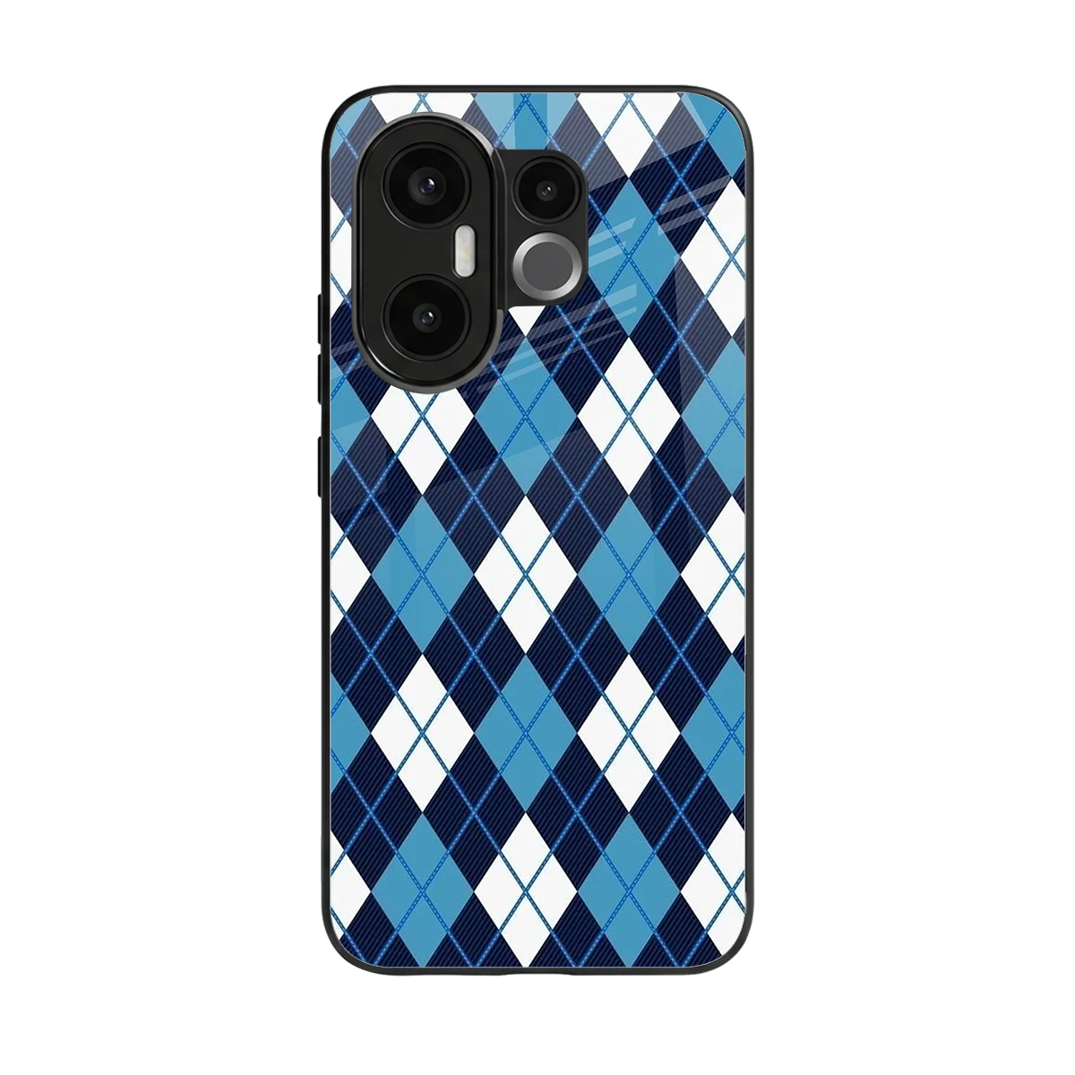 Argyle Blue back phone cover | glass case for vivo x200 fe