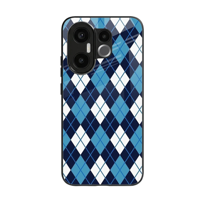 Argyle Blue back phone cover | glass case for vivo x200 fe