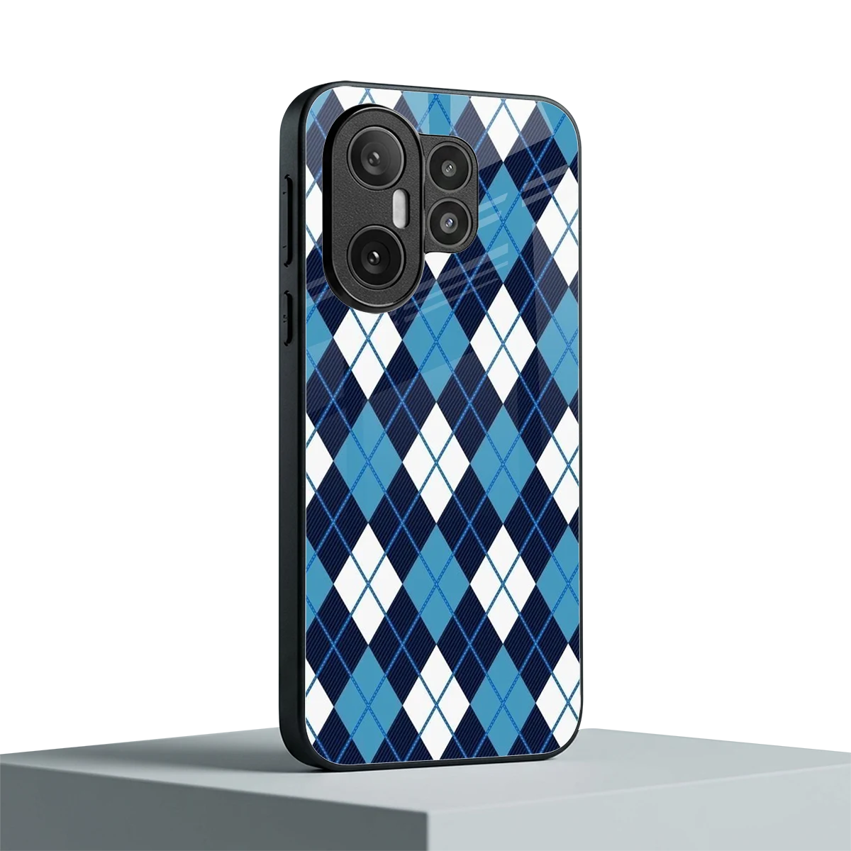 Argyle Blue vivo x200 fe mobile cover | shockproof glass phone case