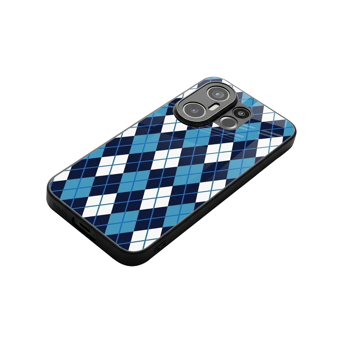 Argyle Blue stylish phone case for vivo x200 fe | glossy glass and slim fit